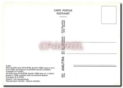 Tramway em Seneffe — Motrice 9725, série 9715-9728, Seneffe 1928 — Editor AMUTRA, Bruxelas — Verso