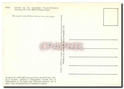 Pequeno trem turístico — O pequeno trem entra no túnel de Cappy — Edição APPEVA — Verso