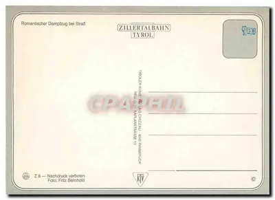 Zillertalbahn — Romantyczny parowóz — wydawca Zillertalbahn Tyrol — Rewers