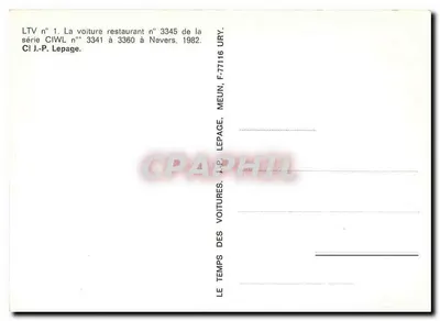 Vettura ristorante n°3345 — serie CIWL n°3341 a 3360 — Nevers — J.-P. Lepage — Verso