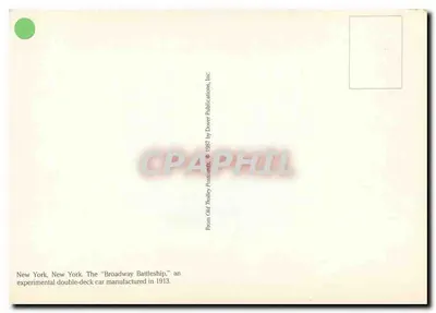 Nova York — Trem de Duplo Andar — New York City Railways Co. n° 6000 — Verso
