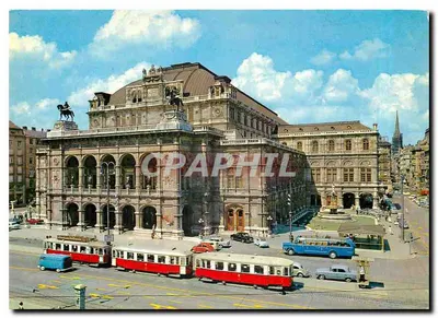 Ópera de Viena — vista da fachada e dos bondes — editor Flora-Print, n°7