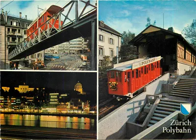 Zurich Polybahn — vista da linha e do paisagem urbana — Rud. Suter AG, Zürich