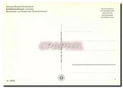Schöllenenstrasse — między Göschenen a Andermatt (środkowa Szwajcaria) — Rud. Suler AG, Zurych, nr 19955 — Rewers
