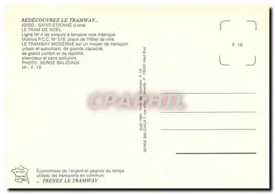 Tramwaj świąteczny w Saint-Étienne — Linia 4 — Wydawca: Tramway Écologie — Rewers