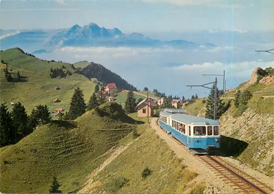Rigi-Staffel contra Pilatus — vista panorâmica — Verlag A. Kienar, 1952 Schwanden GL