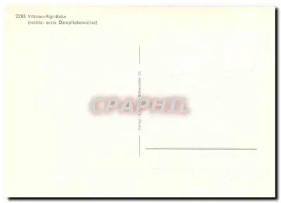 Vitznau-Rigi-Bahn — stacja Vitznau z czerwonym pociągiem i górami w tle — wyd. A. Knecht Schwanden GL, nr 2293 — Rewers
