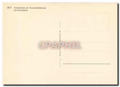Axenstrasse — widok jeziora Vierwaldstättersee i Urirotstock — wydawca A. K. Schwanden GL, nr 2317 — Rewers