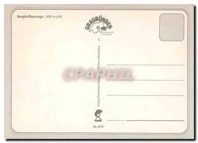 Bergün — widok panoramiczny i zimowe aktywności — Verlag Photophaus Gegen 70/74 — Rewers