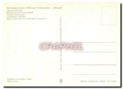 Preßnitztalbahn — Ferrovia de via estreita (750 mm) — editor Feuerleisen, Plauen — Verso