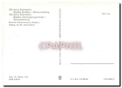 Stacja Schwarzenberg — 125 lat kolejnictwa, 100 lat linii Johanngeorgenstadt — początek XX wieku — Rewers