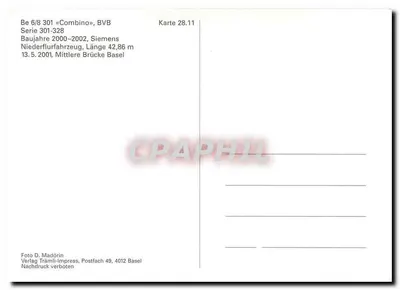 Tramwaj Combino w Bazylei — seria 301-328, Siemens — wydawca Tramli-Impress — Rewers