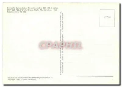 Locomotiva diesel DB V 220 123-3 — Iruher — Deutsche Bundesbahn, Krauss-Maffei AG, München, 1964 — Verso