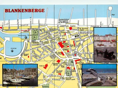 Blankenberge — carta postal com mapa e fotos — editor AVM, n° B 163