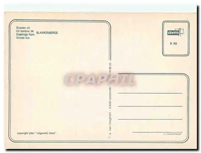 Blankenberge — carta postal com mapa e fotos — editor AVM, n° B 163 — Verso
