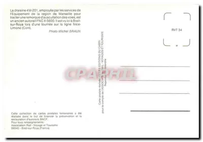 Draisine SNCF 4M201 — Breil-sur-Roya — Éditions du Cabri — Verso