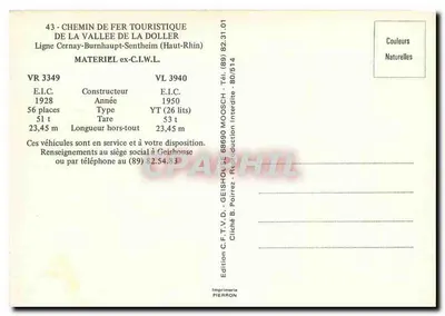 Wagon-restauracyjny n°3349 — Turystyczne Koleje Doliny Doller — Wydawnictwo C.F.T.V.D. Pierron — Rewers