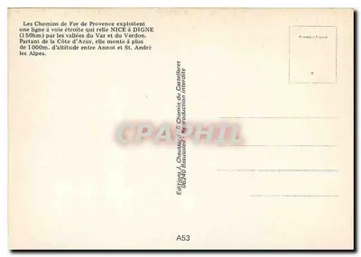 Touët sur Var — Caminhos de Ferro da Provença — Edições J. Chaussard — Verso