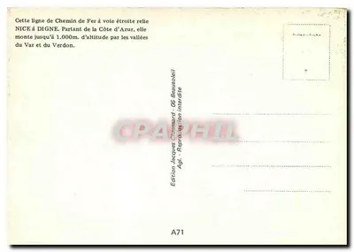 Annot e o viaduto da Béïte — Caminhos de Ferro da Provença — Edição Jacques Chausseard — Verso