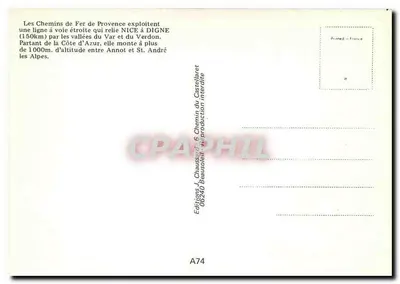 Annot — A Estação e o vilarejo — Caminhos de Ferro da Provença, editor J. Chaussard, n° A74 — Verso