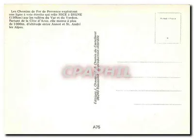 Estação de Annot — Afluência — Caminhos de Ferro da Provença — Verso
