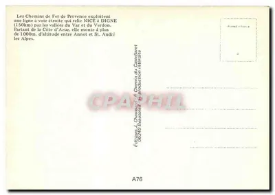 Annot - A velha cidade — Ferrovia da Provença, editor A76 — Verso
