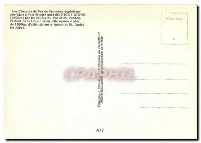 Viaduto da Beïte em Annot — Trem de carga — Chemin de Fer de Provence, editor J. Chausserd, n° A77 — Verso