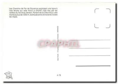 Chegada de um Autorail C.F.D. a Annot — Chemins de Fer de Provence — Verso