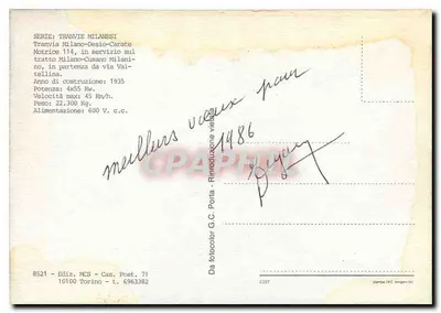 Tramwaj Milanési nr 114 — Milan-Desio-Carate — wydawca MCS, seria 8521 — Rewers