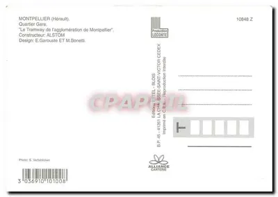 Montpellier — Tramwaj przy stacji — Wydawnictwo Estel-Blois — Rewers