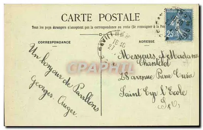 Pavillons-sous-Bois (Seine) — La Poste — Au Camélia, 24, av. du Ch. de fer, Le Raincy — Verso