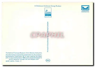 Tramway n°45 — Corporação de Southampton — Arthur Dixon — Verso