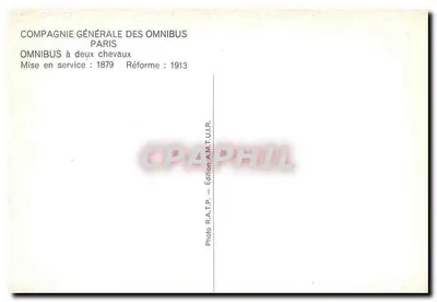 Omnibus z dwoma koniami — Compagnie Générale des Omnibus, Paryż — Wydawnictwo R.A.T.P. — Rewers