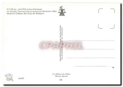 Nantes — O novo Tramway diante do Castelo dos Duques da Bretanha — Les Editions du Gabier — Verso