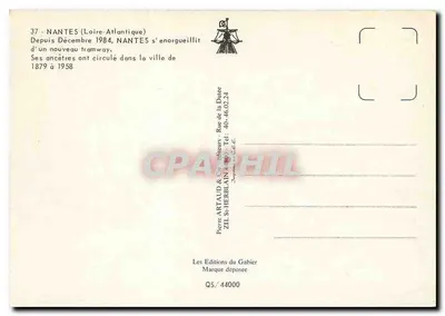 NANTES em trem... — Nantes, Loire-Atlantique — Editor Pierre Artaud & Cie, QS/44000 — Verso