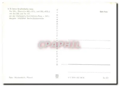 Tramway de Jena — 75 anos da linha — editor Reichenbach, n° 329 — Verso