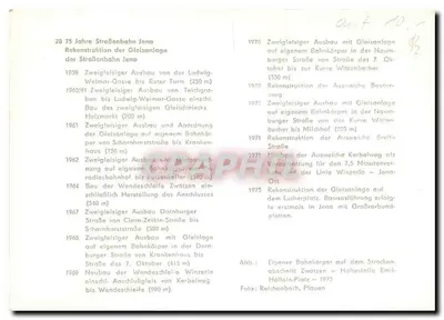 Tramway em Jena — Reconstrução das vias — n° 2075 — Verso