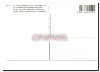 Bernina Express — Chur–St. Moritz–Poschiavo–Tirano — Wydawca: Erguadin Press AG, Samedan — Rewers