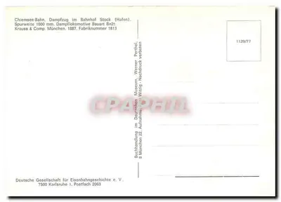 Chiemsee-Bahn — Trem a vapor no depósito Stock (Porto) — Deutsche Gesellschaft für Eisenbahngeschichte e.V. — Verso
