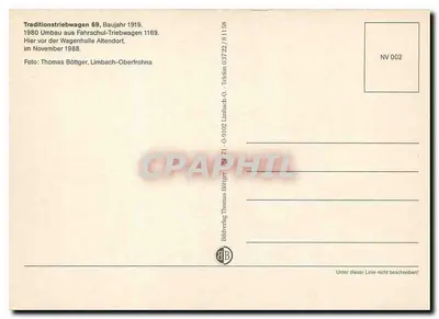 Tramwaj 69 w Altendorf — 90. rocznica linii (1898–1988) — Bildverlag Thomas Böttger, NV 002 — Rewers