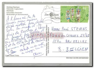 Zwickau — vista da estação, do reservatório e do lago — editor Biliverlag Thomas Böther — Verso