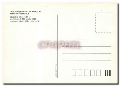 Tramway de Praga — tramway n°999 — Dopravní podnik hl. m. Prahy, a.s. — Verso