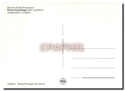Pociąg zimowy — Jungfraubahn, Kleine Scheidegg — Verlag Photoglob AG, Zürich — Rewers