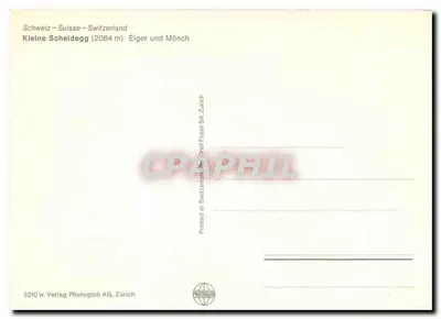 Kleine Scheidegg — Eiger i Mönch — wydawca Verlag Photoglob AG, Zurych, nr 5210 — Rewers