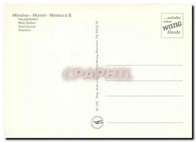 München Hauptbahnhof — widok panoramiczny — Org. u. Verl. Fritz Witzig, Nr. 120 — Rewers