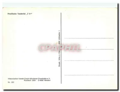 Locomotiva a tender Prussiana T 9 3" — Historischer Verein Coeln-Mindener Eisenbahn e.V. — N° 203 — Verso