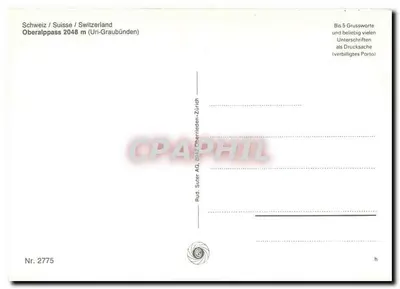 Oberalppass — góry, jezioro i pociąg — Rud. Suler AG, Zürich, n° 2775 — Rewers
