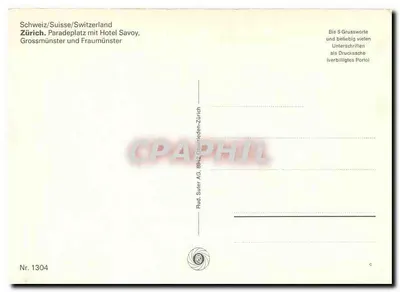 Zurich - Paradeplatz com o Hotel Savoy — Rud Suter AG, n° 1304 — Verso