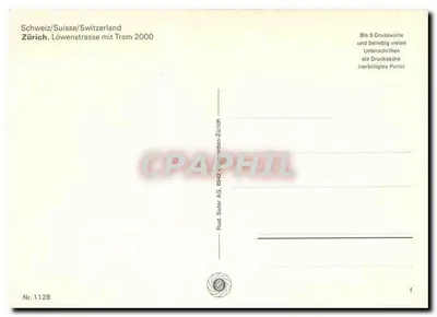 Zurych — Löwenstrasse z tramwajem 2000 — Rud. Suter AG, Zurych, nr 1128 — Rewers