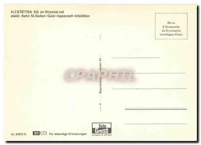 Altstätten SG — widok panoramiczny z tramwajem SGA — wydawca foto Gross, nr 36912 fb — Rewers